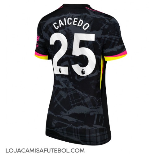 Camisa de Futebol Chelsea Moises Caicedo #25 Equipamento Alternativo Mulheres 2024-25 Manga Curta